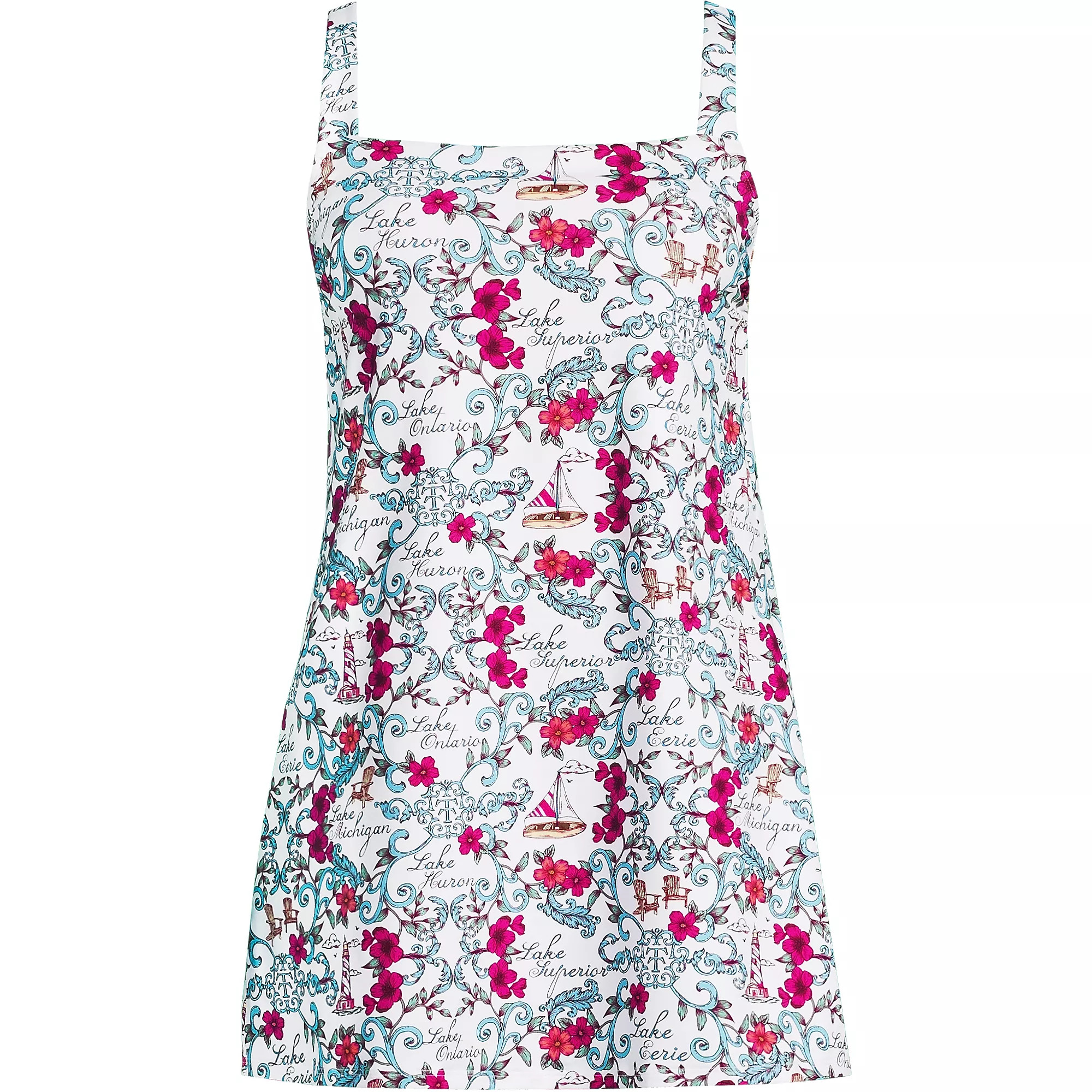 Women's LE x T and T The Tiffany Square Neck Swim Dress | Lands' End (US)
