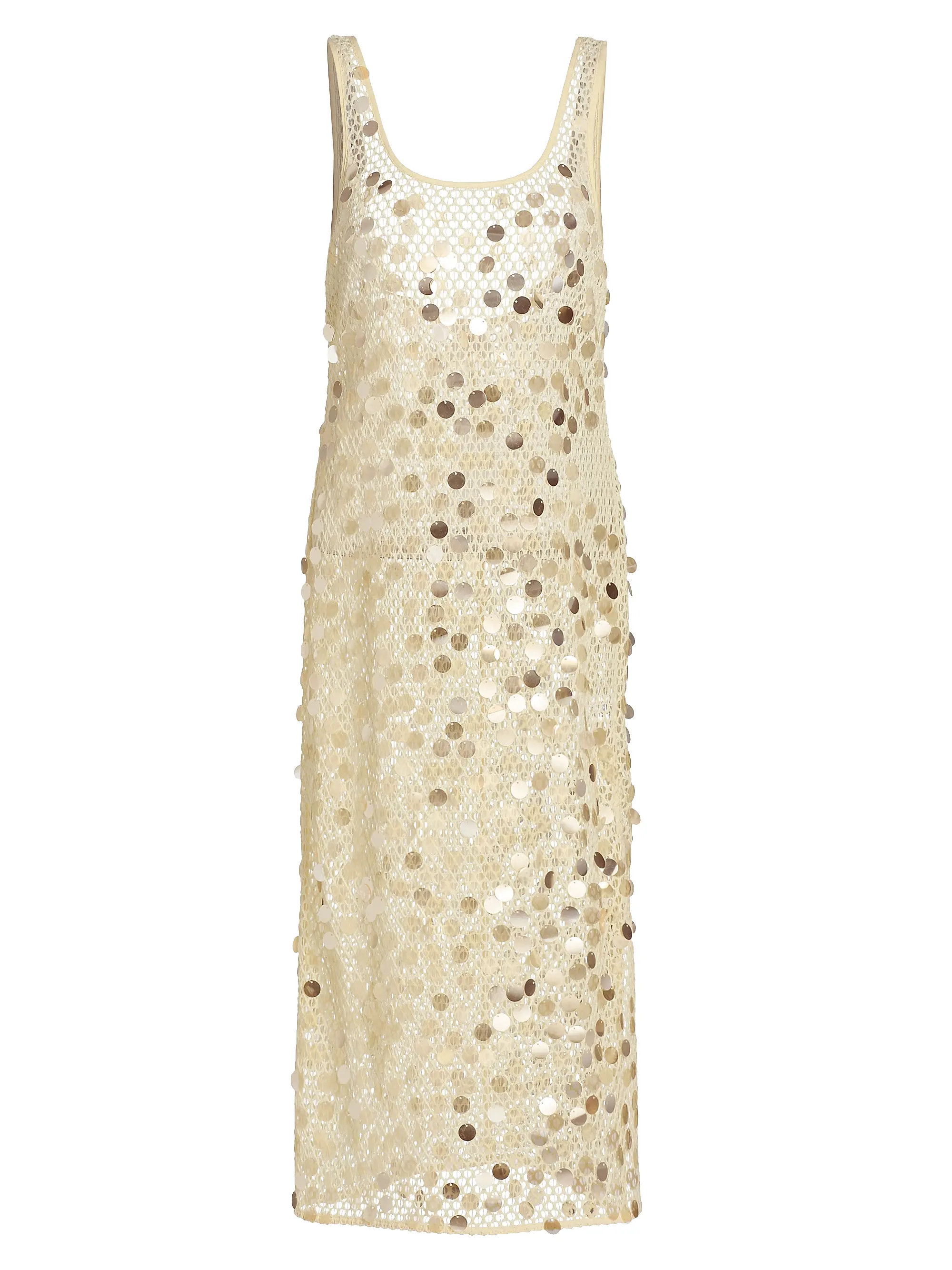 Milly Pailette Sequined Crochet Cover-Up Midi-Dress | Saks Fifth Avenue | Saks Fifth Avenue