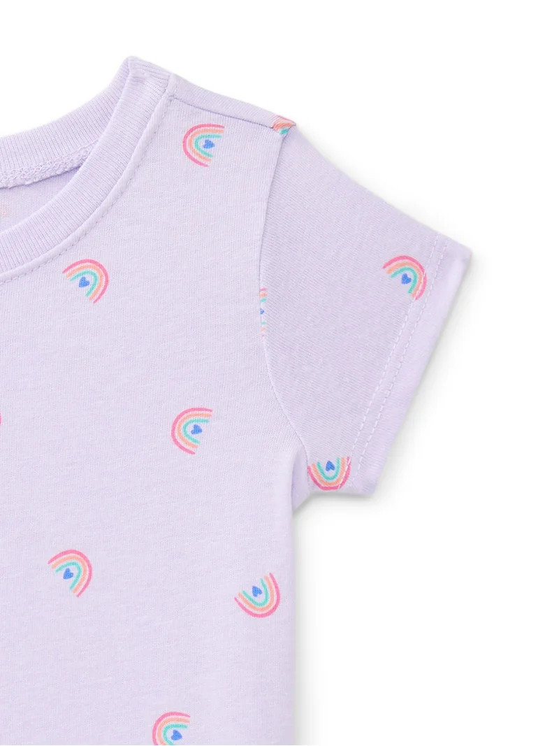 Wonder Nation Baby Girls Crewneck Tee with Short Sleeves, Sizes 0/3M-24M | Walmart (US)