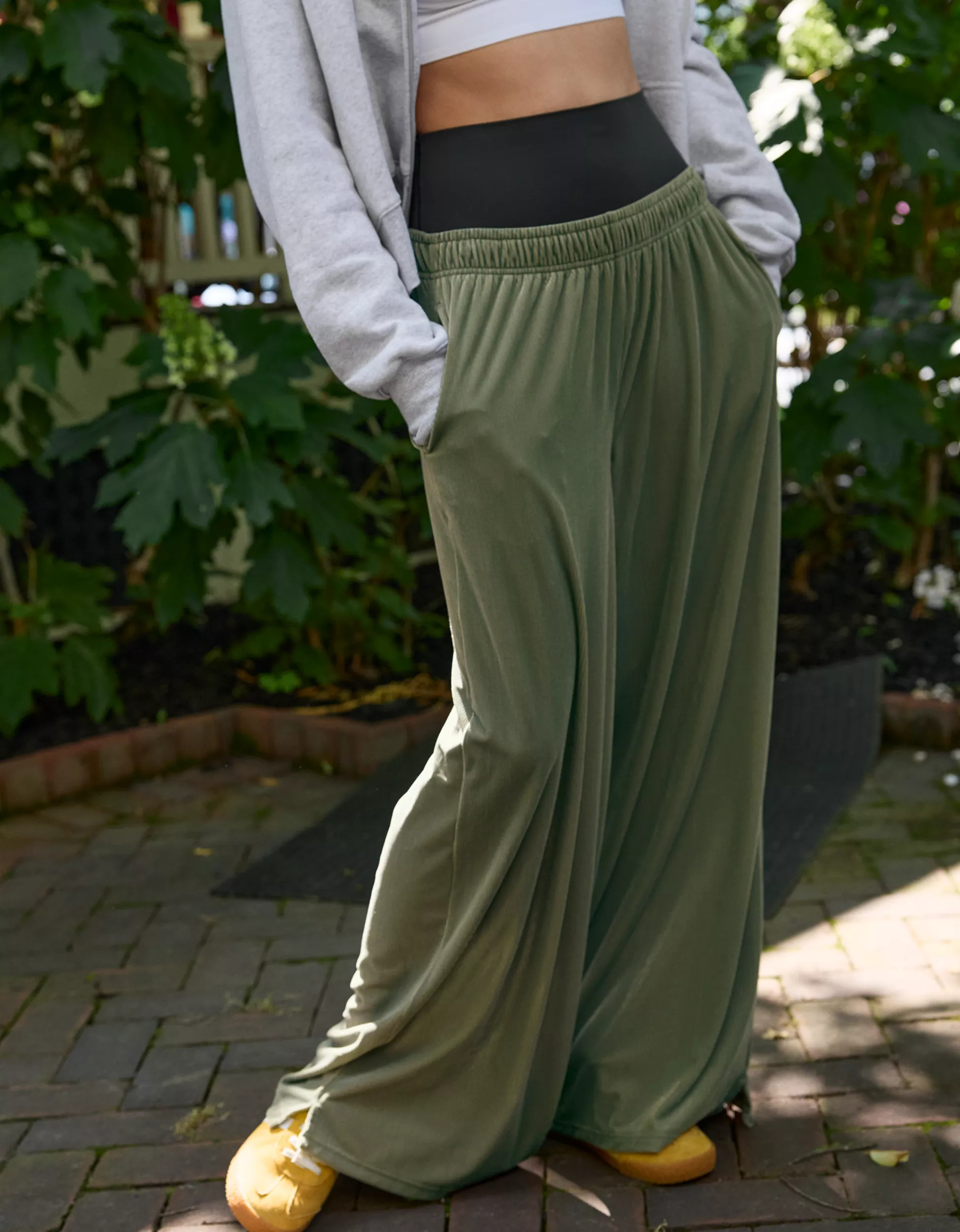 OFFLINE By Aerie Velour Rib Super Wide Leg Pant | Aerie