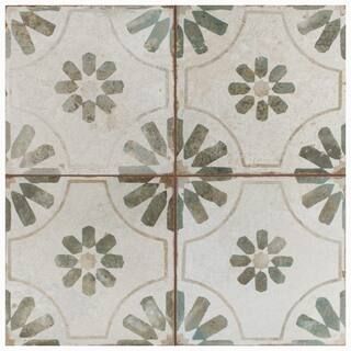 Kings Blume Sage Encaustic 17-5/8 in. x 17-5/8 in. Ceramic Floor and Wall Tile (11.02 sq. ft. /Ca... | The Home Depot