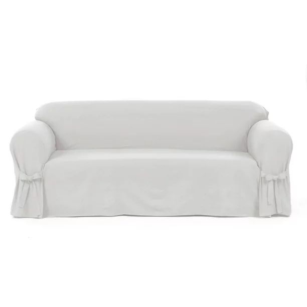 Classic Slip Covers 1-Piece Cotton Sofa Slipcover With Bowties | Walmart (US)