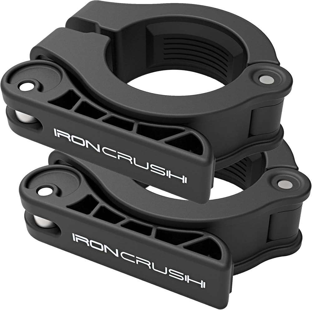 Iron Crush Olympic Barbell Clips - Adjustable & Slim Gym Clamps for Maximum Weight Capacity - Qui... | Amazon (US)