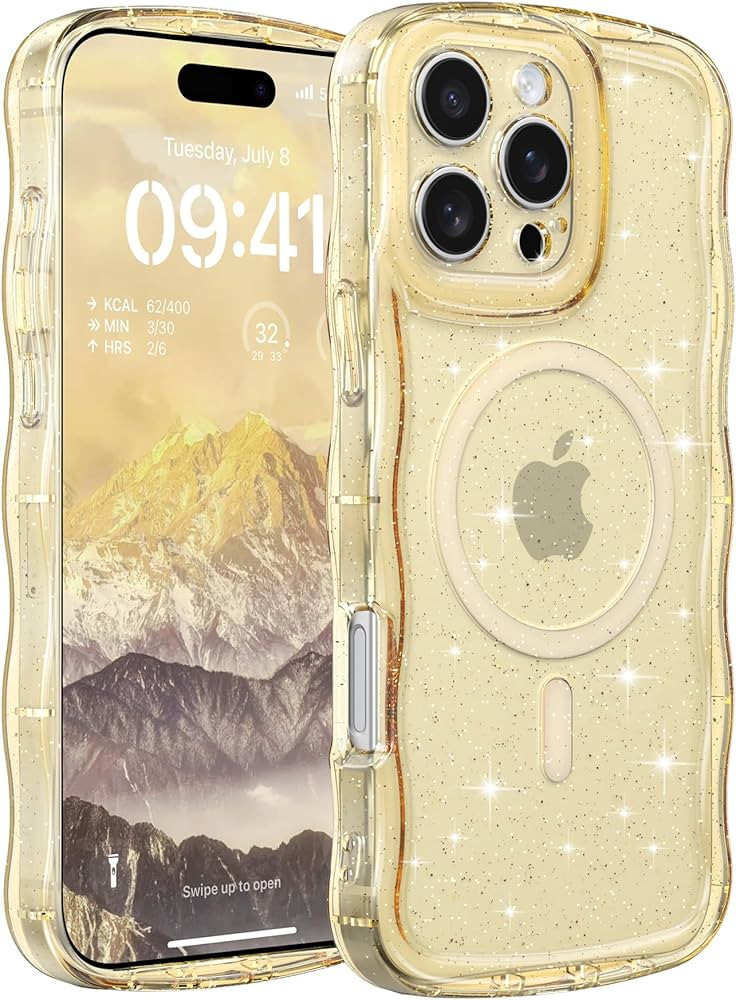 FABSPARK Case for iPhone 16 Pro Max,Compatible with MagSafe,Magnetic Clear Curly Wavy Frame Wave ... | Amazon (CA)