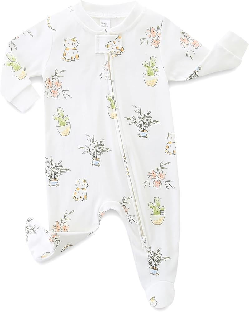 Neutral Baby Clothes Boy Girl Footed Cotton Long Sleeve Double Zipper Onesie | Amazon (US)