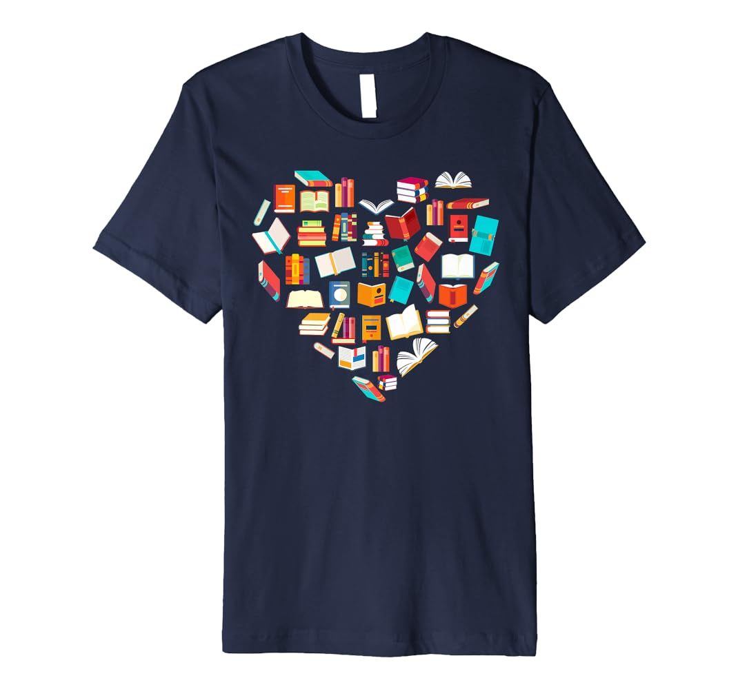 Book Lover Heart Shape Reading Club Librarian Bookworm Gift Premium T-Shirt | Amazon (US)