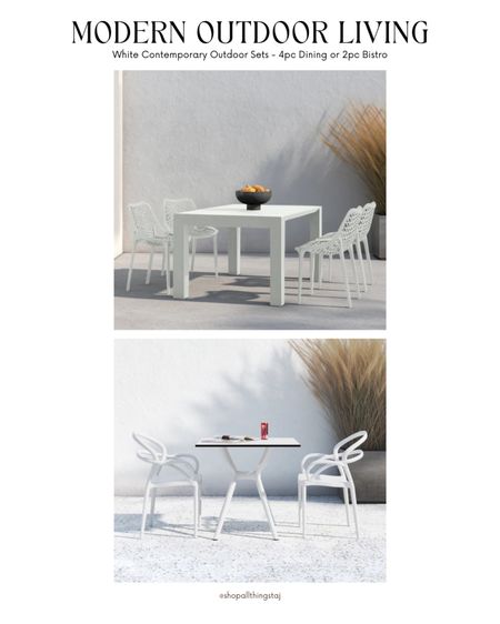 Modern Outdoor Living 🌟 check out these beautiful contemporary white outdoor sets, 4pc dining and 2pc bistro 👌🏽 both On Sale for the Memorial Day weekend!

#LTKStyleTip #LTKHome #LTKSaleAlert