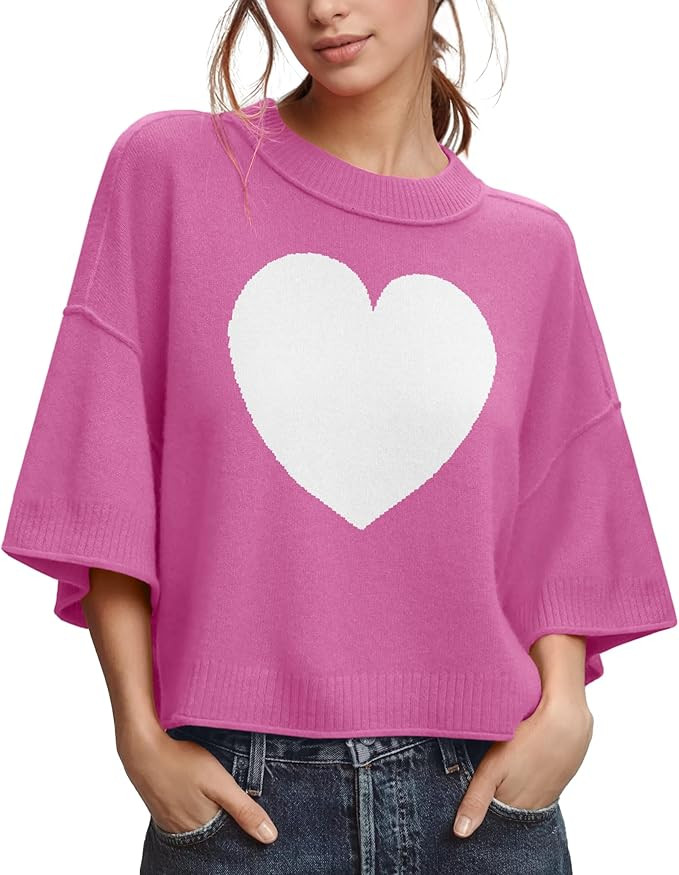 ZDC Women's Oversized Sweaters Summer 3/4 Sleeve Casual Cropped Tops Lightweight Loose Fit Knit P... | Amazon (US)