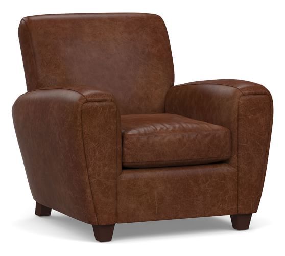 Manhattan Square Arm Leather Armchair | Pottery Barn (US)