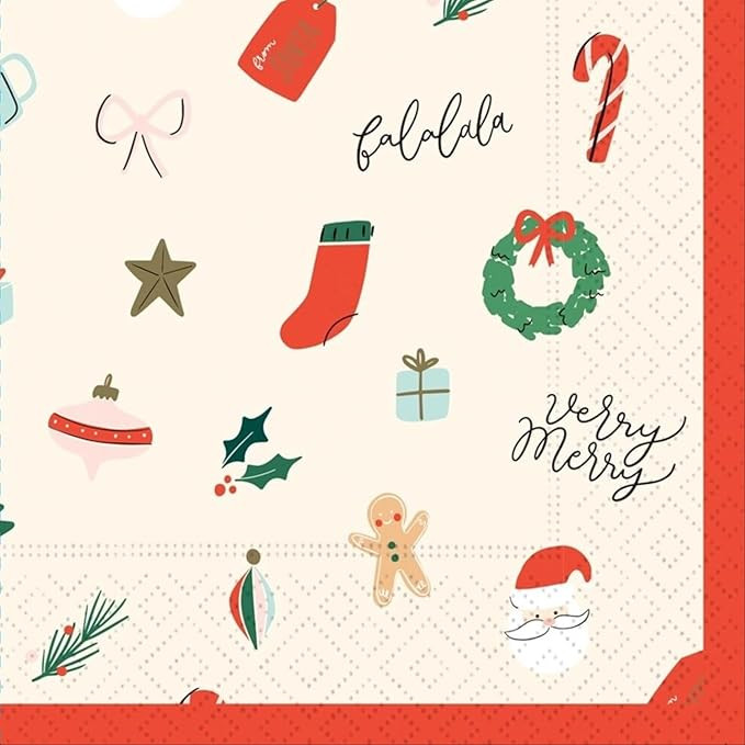 Vintage Christmas Themed Beverage Napkins 40CT. | 2-Packs of 20CT Cocktail Napkins | Merry & Swee... | Amazon (US)