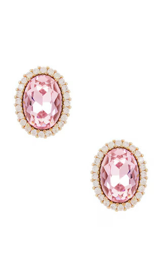 Omega Clasp Oval Stud in Pink & Crystal & Gold | Revolve Clothing (Global)