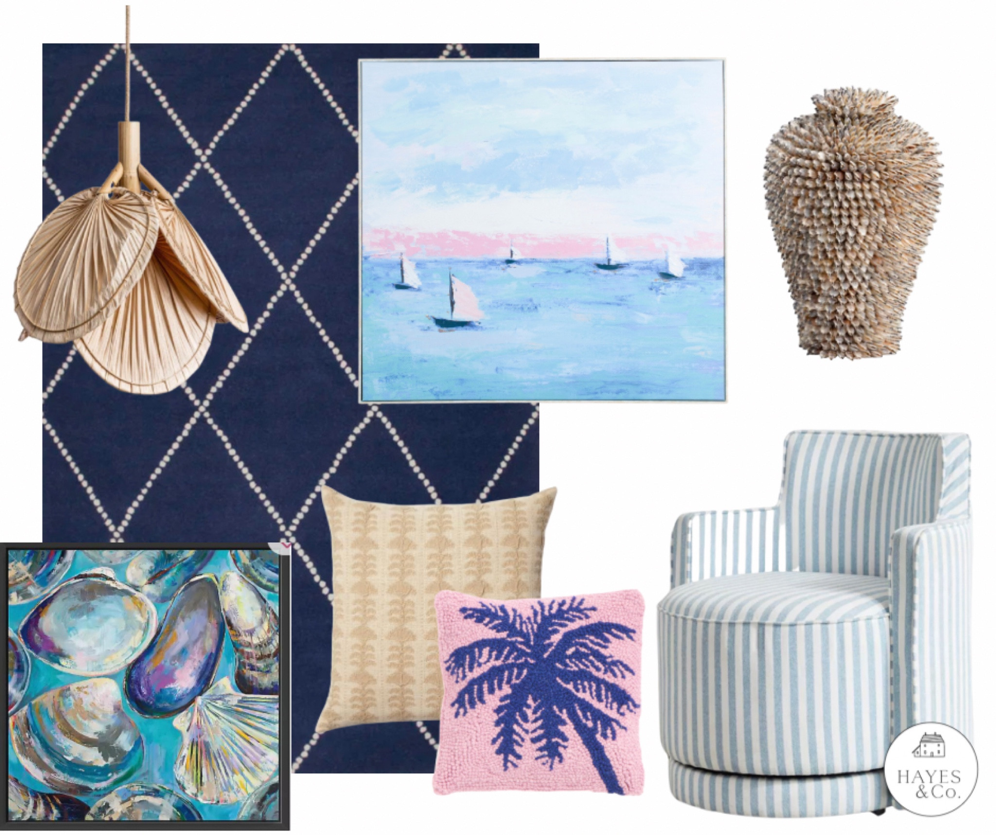Colorful coastal beach decor inspo!  Striped beach chair, coastal pillows, maximalist beach style, oyster decor, seashell art, coastal pendant light, ocean art, coastal rug, beach rug

#LTKFind #LTKstyletip #LTKhome