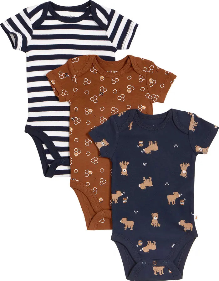 Petit Lem Assorted 3-Pack Organic Cotton Bodysuits | Nordstrom | Nordstrom