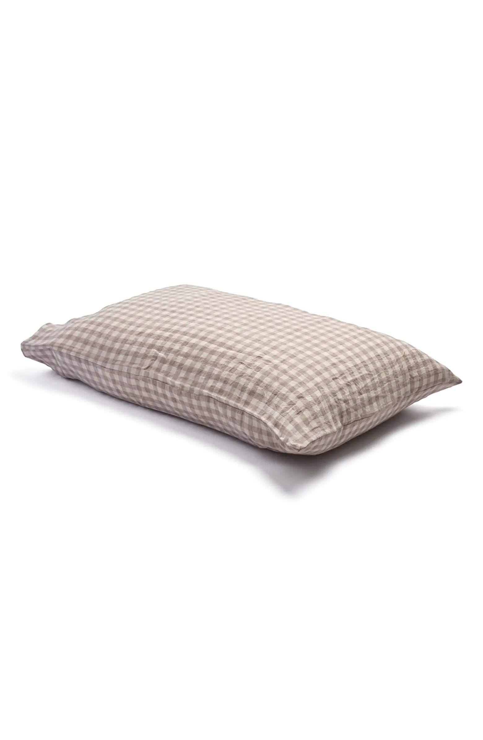 PIGLET IN BED Set of 2 Gingham Linen Pillowcases | Nordstrom | Nordstrom
