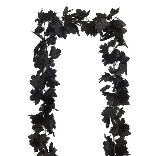 AWARDSEN 13 FT Black Garland Halloween 2pcs Artificial Black Maple Leaf Garlands Fall Leaves Vines for Autumn Thankgiving Halloween Decoration for Home | Amazon (US)