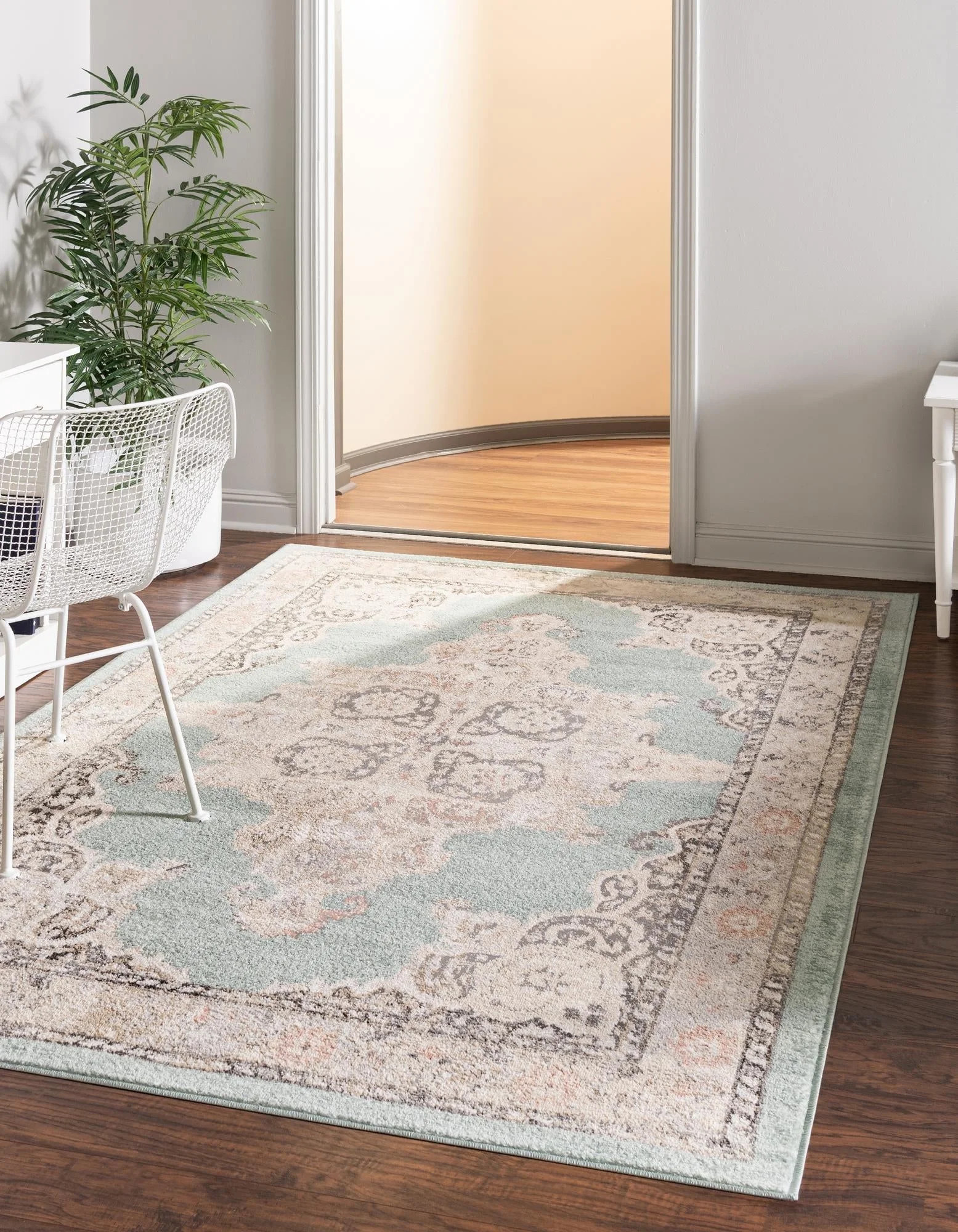 Unique Loom Parker Collection Area Rug - Merakli (4' x 6' Rectangle Aqua/Beige) | Walmart (US)