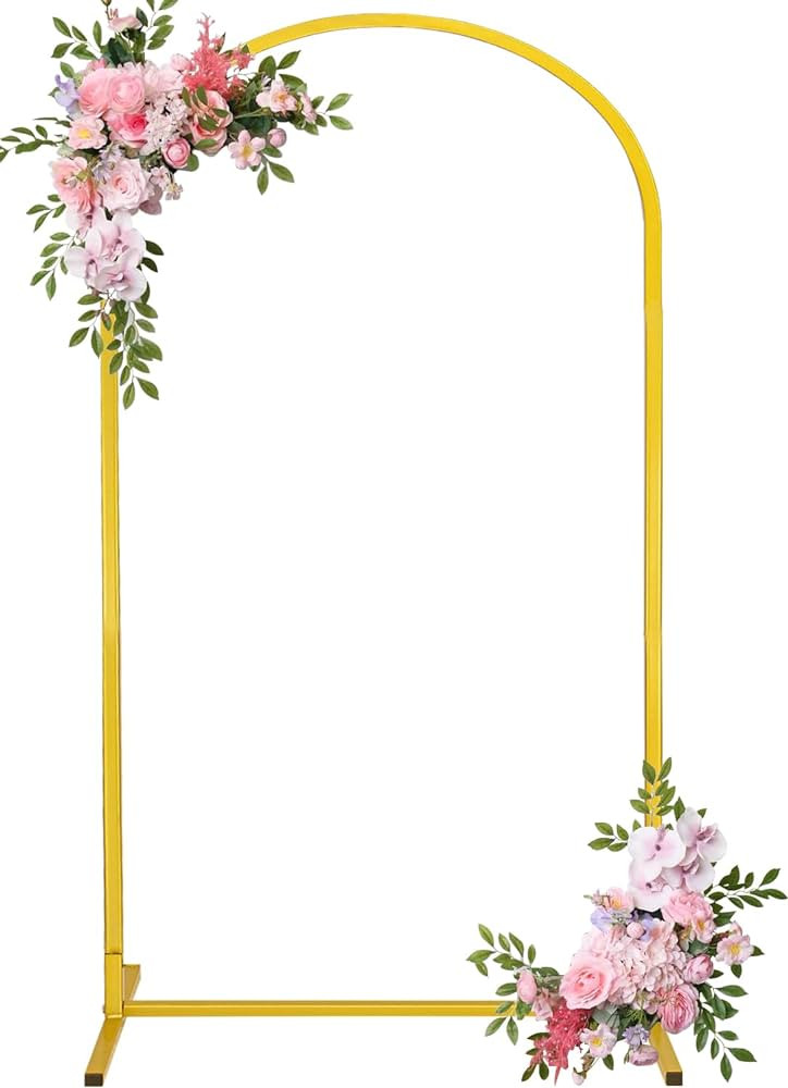 Fivenl Arch Backdrop Stand 7.2FT Balloon Arch Stand Stable Gold Wedding Arch Frame Metal Arch Bac... | Amazon (US)