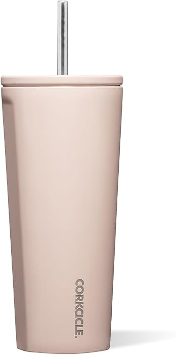 Corkcicle Cold Cup Insulated Tumbler - Stainless Steel Tumbler with Lid and Straw, Triple Insulated for Hot and Cold Drinks, Cupholder Friendly, BPA-Free - 24oz - Gloss Chocolate Milk | Amazon (US)