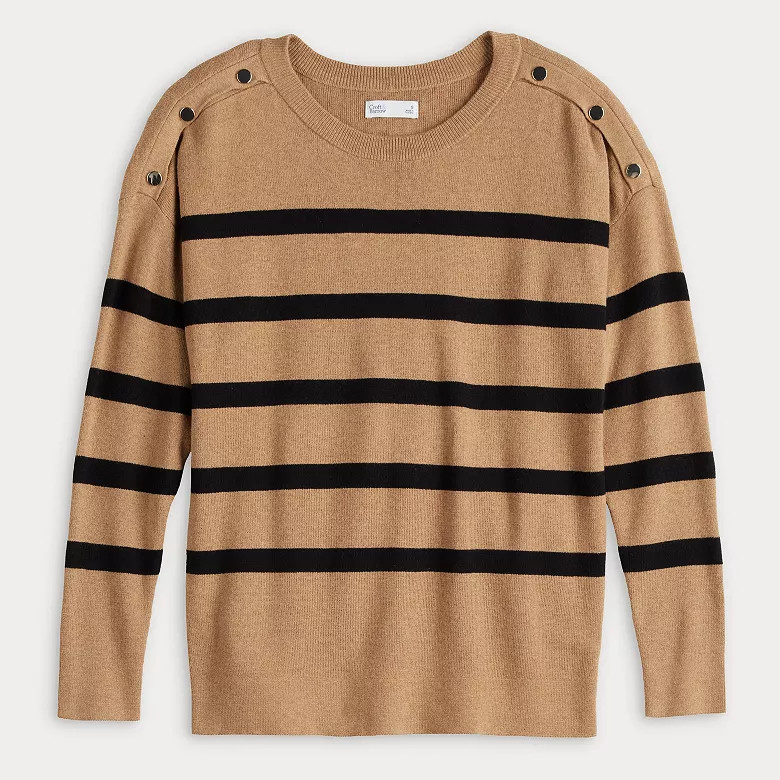 Women's Croft & Barrow® Drop Button Shoulder Pullover Sweater | Kohl's