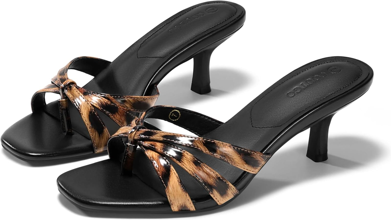 Coutgo Womens Strappy Kitten Heels Sandals Square Open Toe Flip Flops Slip On Slides Summer Dress... | Amazon (US)