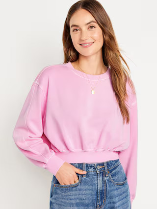 Oversized Cropped Fleece Sweatshirt for Women | Old Navy (US)