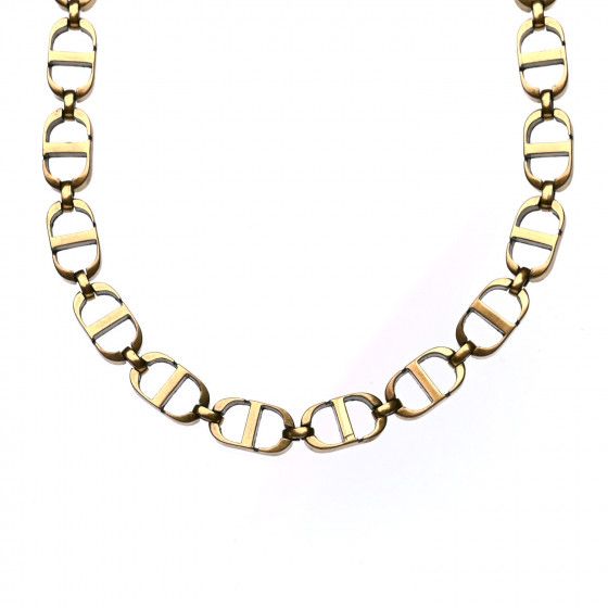 CHRISTIAN DIOR Metal CD Choker Necklace Aged Gold | Fashionphile