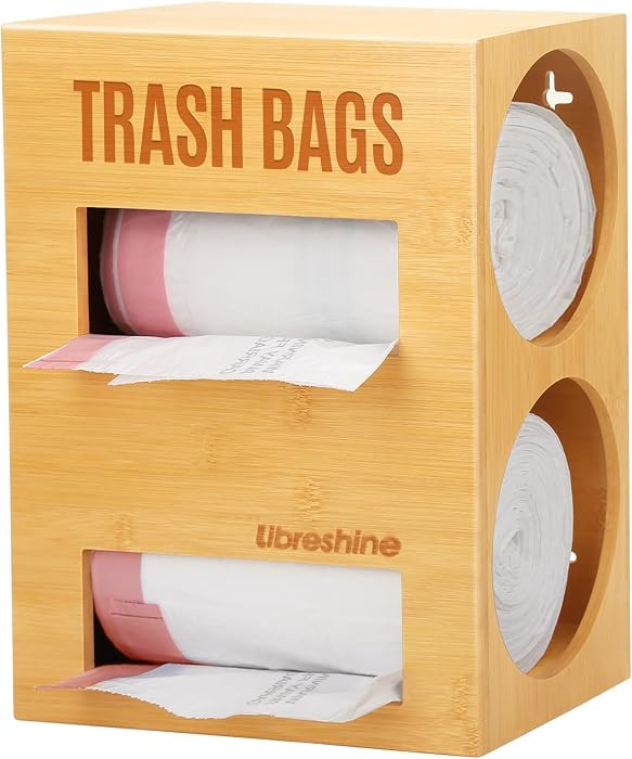 2-Slot Bamboo Trash Bag Dispenser for Costco Rolls | Amazon (US)