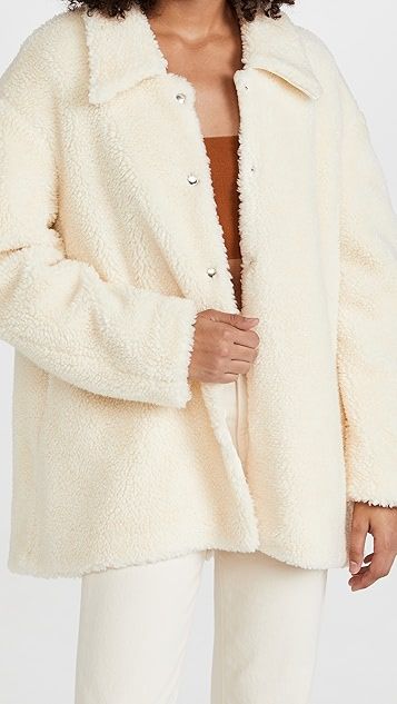 Faux Shearling Rounded Snap Button Jacket | Shopbop