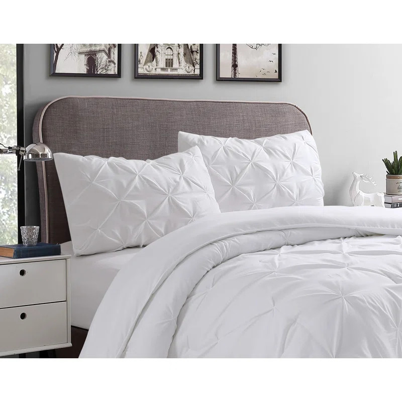 Traditional Pintuck Pleat Microfiber 3-Piece Comforter Set | Wayfair North America