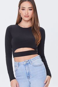 Cutout Long-Sleeve Crop Top | Forever 21 | Forever 21 (US)