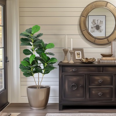Fiddle Leaf Fig Tree Artificial Plant 4FT Tall Faux Plants Indoor Fake Ficus Lyrata Plant in Pot Artificial Fig Trees for Home Office Room Decor | Target