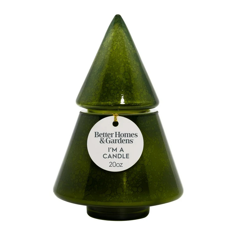 Better Homes & Gardens 2-Wick Artisanal Style Glass Christmas Tree Candle, Fresh Cut Frasier, 20 ... | Walmart (US)