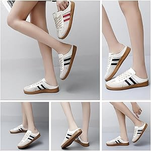 Amazon.com | Women's Fashionable Contrast Mesh Design Lace Up Walking Shoes,Backless Sneakers Ope... | Amazon (US)