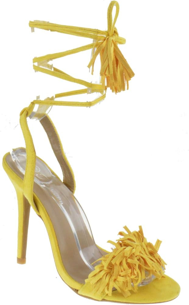 Forever Link Rubina 57 Womens Fringe Open Toe High Heel Sandals | Amazon (US)