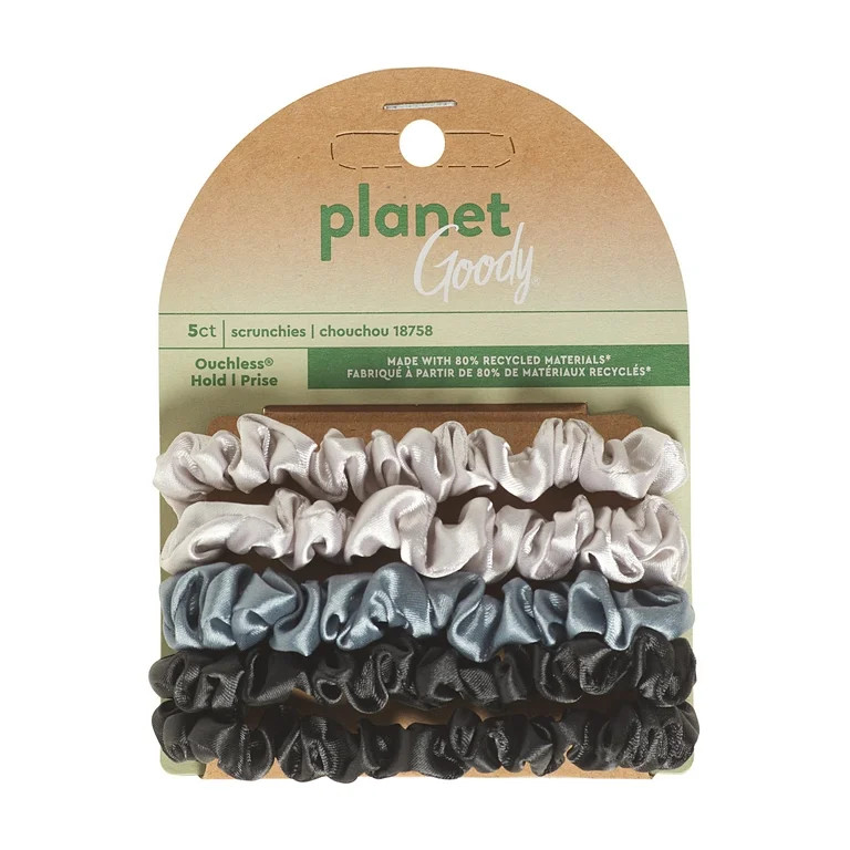Planet Goody Recycled Satin Skinny Scrunchies, For All Hair Types, Assorted Colors, 5 Ct - Walmar... | Walmart (US)
