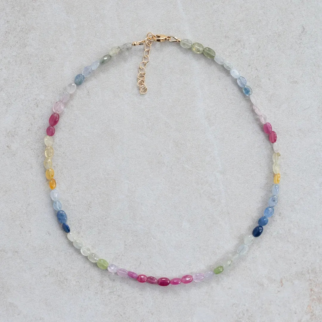 Soft multi color Sapphire Necklace | AAA+ sapphire necklace | [ENSP1273] Multi color pink sapphir... | Etsy (US)