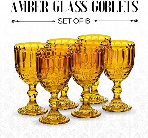 Amazon.com | Elle Decor Set of 6 Wine Glasses | Amber Colored Glassware Set | Colored Wine Glasses | | Amazon (US)