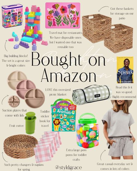Recently bought on Amazon! 

Toddler Amazon, picnic blanket, storage baskets, amazon home organization, Amazon toddler essentials, casual lounge set, toddler plates

#LTKhome #LTKkids #LTKfindsunder50