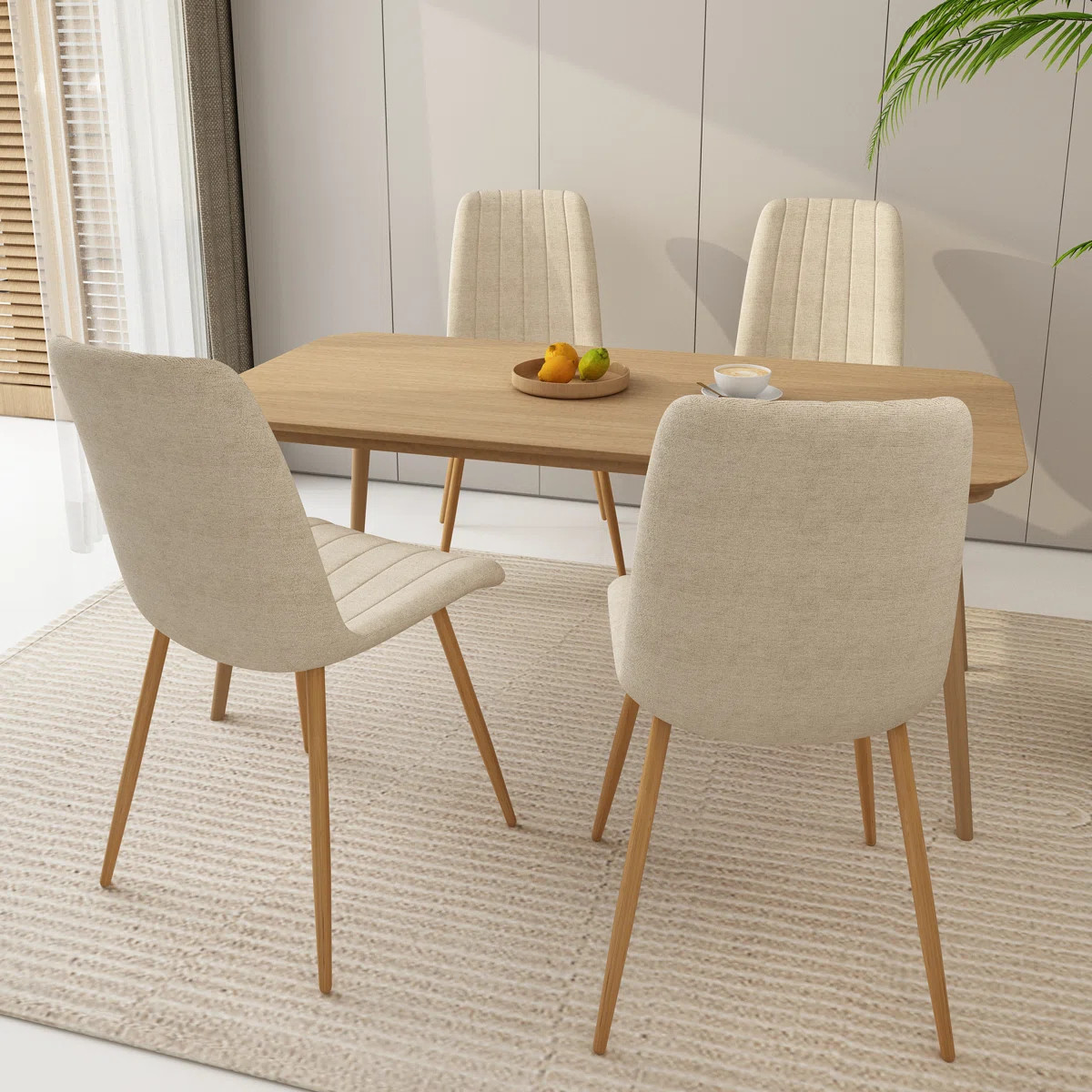 Grubman Linen Upholstered Metal Leg Side Chair (Set of 4) | Wayfair North America