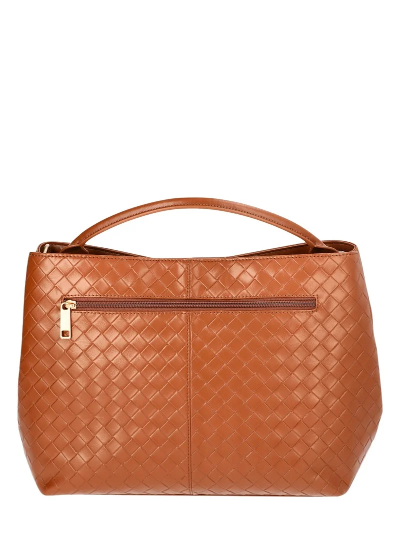 Time and Tru Women's Hazel Satchel Bag Handbag, Cognac Brown | Walmart (US)