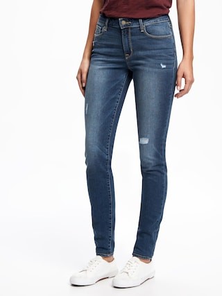 Mid-Rise Rockstar Destructed Skinny Jeans for Women | Old Navy US