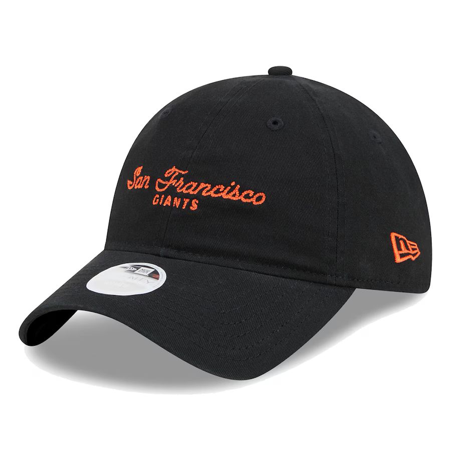 Women's San Francisco Giants New Era Black Script 9TWENTY Adjustable Hat | MLB Shop
