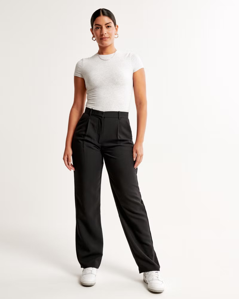 Curve Love Tailored Relaxed Straight Pant | Abercrombie & Fitch (US)
