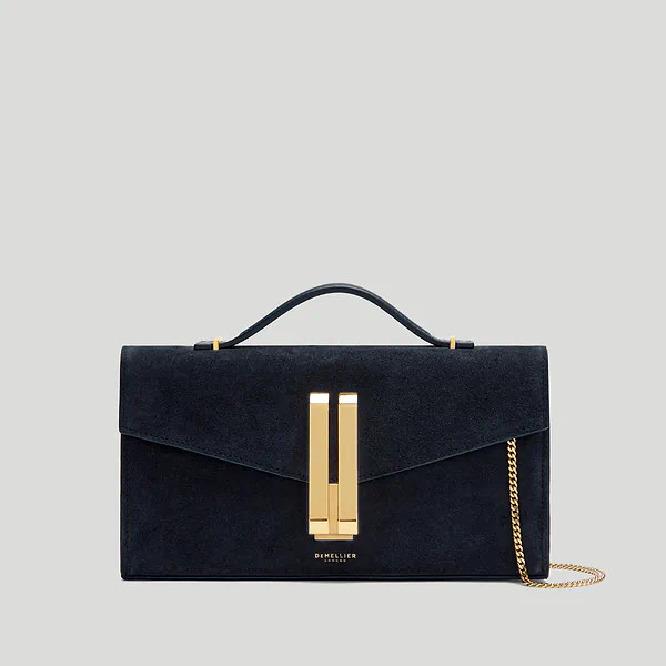 The Vancouver Clutch | Camoscio Blu Notte & Pelle Liscia Blu Notte | DeMellier | DeMellier