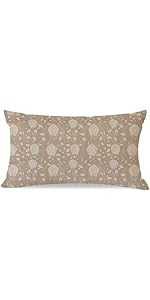 Vintage Floral Block Print Lumbar Decorative Throw Pillow Cover 12x20 Inch Green Outdoor Cottage ... | Amazon (US)