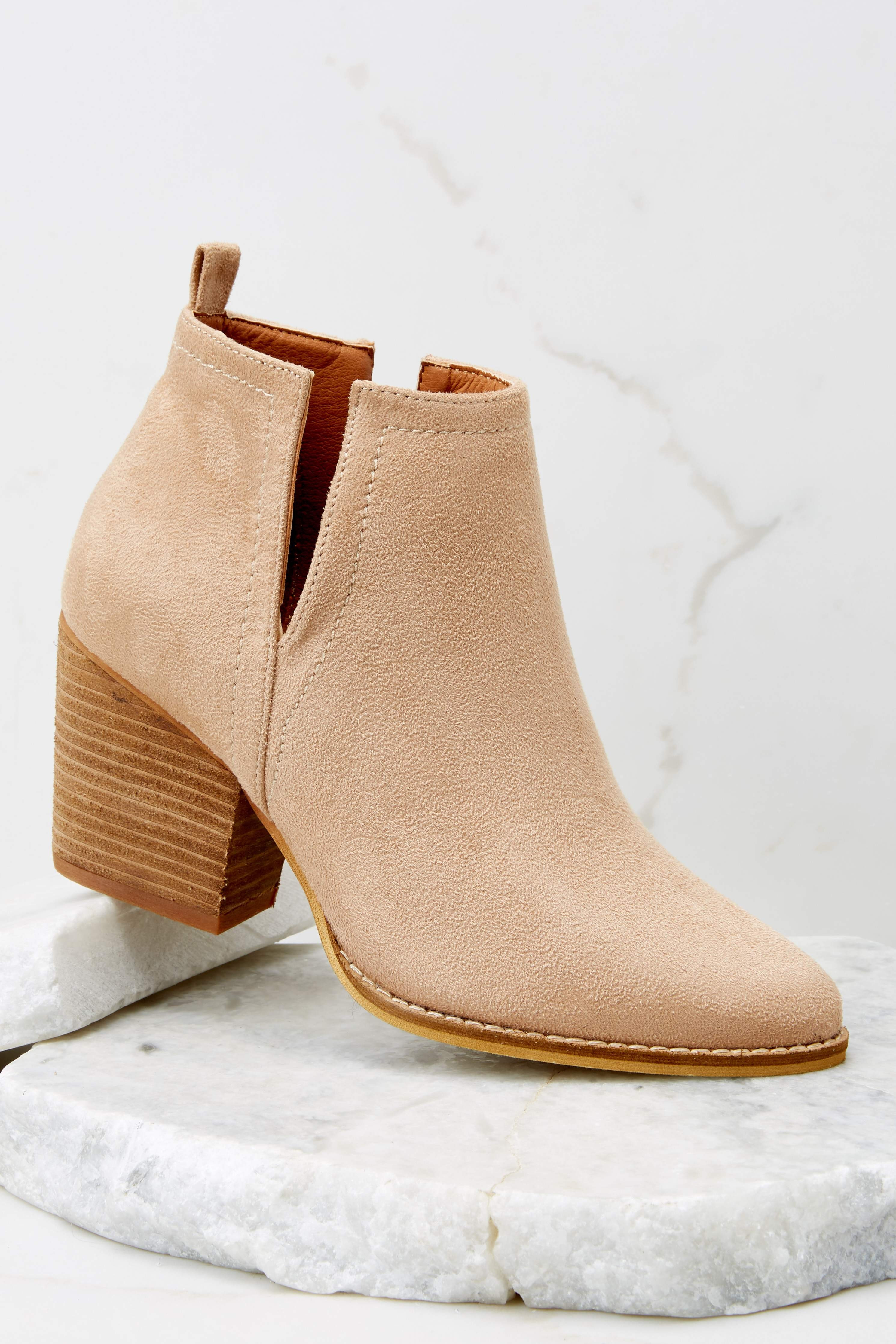 Cozy Confidence Light Taupe Ankle Booties | Red Dress 