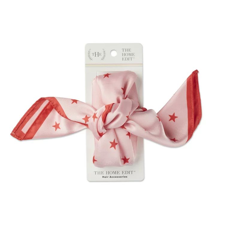 The Home Edit Satin Headscarf, Pink with Red Star Design | Walmart (US)