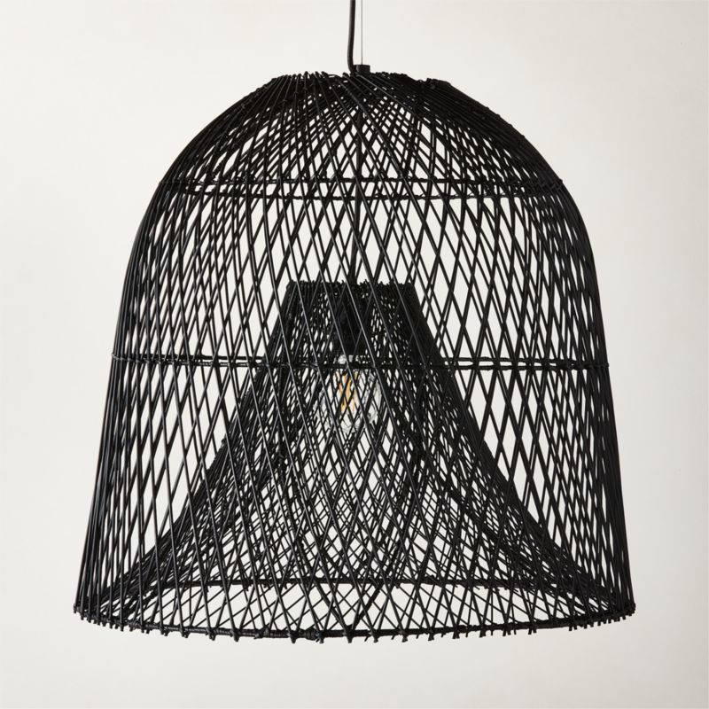 Nassa Woven Black Bamboo Pendant Light | CB2 | CB2