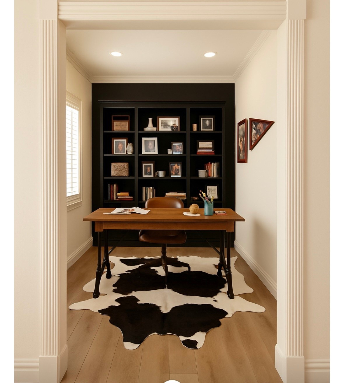 Office upgrade! This cozy corner brings a little bit of Fort Worth charm indoors. I love how the cowhide rug adds texture and character while keeping the space feeling warm and elevated. 

#LTKHome #LTKStyleTip