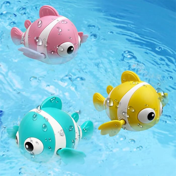 Pinkiwine 3 Pack Clown Fish Swimming Bath Toys Floating Wind Up Toys for Baby Toddlers Kids Chris... | Amazon (US)